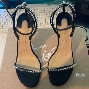 Christian Louboutin So Me sandal size 38.5 color black with silver studs